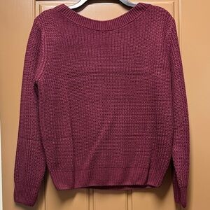 SHEIN Women's Crew Neck Sweater - Rich Burgundy